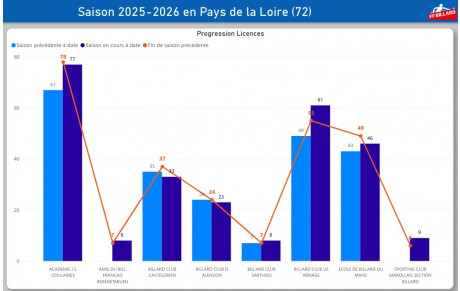 Billard en Sarthe: point d'étape de la saison sportive 2025/2026.