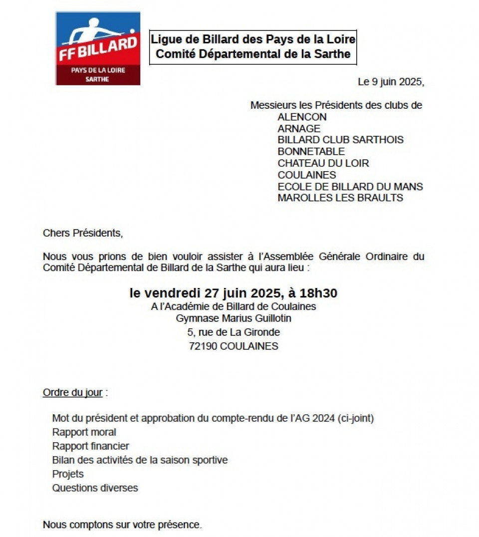 Assemblée Générale Ordinaire 2025